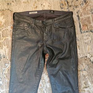 AG Adriano Goldschmied coated black jeans sz27 with 32" inseam,excellent conditi